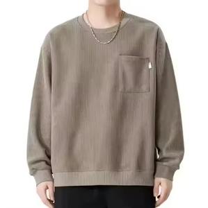 Suéter de Hombre, 100% Algodón, Color Sólido, Cuello Redondo, Bolsillos Delanteros, Transpirable, Secado Rápido, Invierno, Casual, Logotipo Personalizado, Alta Calidad - Product Image 4