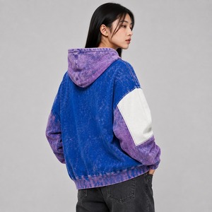 Sweats à capuche oversize délavés à l'acide pour femmes, avec couleurs personnalisées et logo frontal, respirants et écologiques pour l'hiver, en molleton 100 % coton - Product Image 4