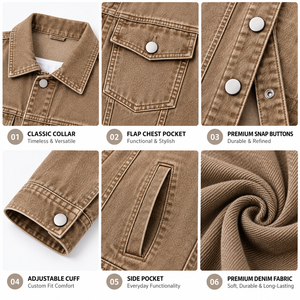 Veste en jean chaude pour homme, manches longues, collection hiver, 100% coton respirant, produit cool et de qualité supérieure. - Product Image 4