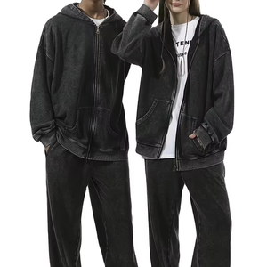 Hooded Cotton Two-Piece Winter Tracksuit Stylish Comfortable Fleece Unisex Sweatshirt Hoodie Sweatpants Set Custom Logo - Product Image 1