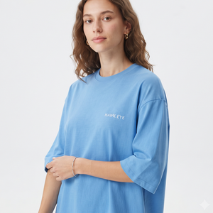 Women's Oversized Crew Neck T Shirt Custom Logo Longline Three Quarter Sleeve Loose Breathable Cotton Casual Fashion <b>Top</b> - Product Image 3