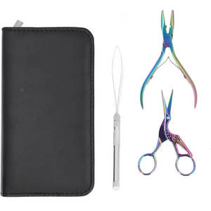 Kit de pinces pour extensions de cheveux en acier inoxydable, outils professionnels pour l'installation et le retrait, finition arc-en-ciel, extensions de cheveux durables - Product Image 3