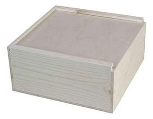 Caja de madera estilo medieval disponible en 2026 para joyas o juguetes infantiles con tapa deslizante superior. Fabricado por M.I.G. EXPORTACIONES. - Product Image 2