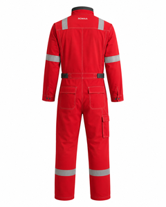 Red Silver Hi Vis Industrial Work Coverall Heavy Duty <b>Overall</b> Cargo Pockets Adjustable Cuffs Reinforced Stitching Spandex - Product Image 5