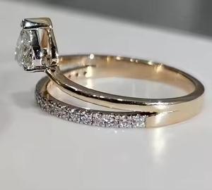 Bague de fiançailles tendance en argent sterling 925, double rangée, sertie de zircons cubiques taille cœur 1 carat couleur D VVS1 - Product Image 2