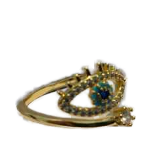 Eveil Blue Stone <b>Ring</b> Vintage Style <b>Adjustable</b> <b>Size</b> Waterproof Antitarnished with Elegant 18K Gold Plating Engagement Gift - Product Image 1