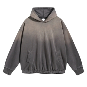 Sudadera con capucha de algodón grueso con efecto lavado ácido y desgastado, estilo vintage, para gimnasio, streetwear, OEM, serigrafía y bordado - Product Image 6