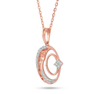 Bracelet asymétrique en forme de croissant de lune et de cercle avec chaîne en diamant - Product Image 1