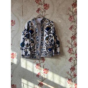 Embroidered Floral Shawl Collar Cotton Blazer Full Sleeve Spring Women's <b>Jacket</b> Woven Fabric Regular Length Hand Embroidery - Product Image 3