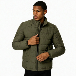 Men'<b>s</b> Stand Collar Puffer <b>Jacket</b> Windproof Polyester Casual Zipper Closure Solid Color Regular Fit 2026 <b>Jacket</b> - Product Image 5