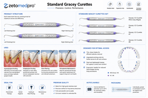 Cureta Zetomed Pro Gracey 1/2 – Estándar y Rígida | # C8 Gris # 6, # 7 & # 8 Asas - Product Image 2
