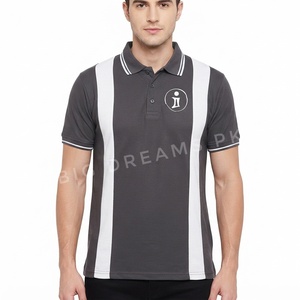 Chemise de golf formelle pour homme à manches courtes, avec logo personnalisé, blocs de couleur et rayures, tricotée et respirante, vente en gros - Product Image 5