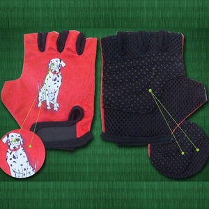 Gants de cyclisme demi-doigts d'été respirants en polyuréthane avec imprimé Dalmatien et coussinets antidérapants - Product Image 1