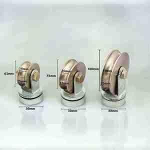 Roulettes mobiles modernes en acier doux poli de 75 mm d'épaisseur, à faible bruit, durables, pour un déplacement fluide des portails - Quincaillerie de suivi de portail - Product Image 2