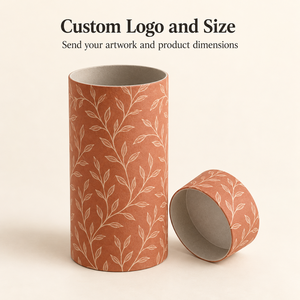 Custom Terracotta Leaf Round Tube Paper <b>Box</b> for Essential Oil <b>Bottle</b> OEM Logo Packaging - Product Image 4