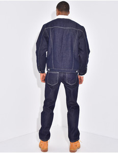 Conjunto de Chaqueta y Pantalones Vaqueros de Dos Piezas para Hombre, Casual, Transpirable, con Lavado Claro y Color Marrón Oscuro - Product Image 5