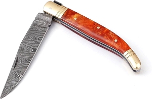 Couteau de chasse de poche de qualité industrielle Damas, personnalisé OEM/ODM, avec manche en résine pour le camping en plein air et l'utilisation au quotidien (EDC) - Product Image 4