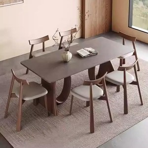 Mesa de comedor rectangular moderna, mesa escultórica de madera maciza, muebles de comedor personalizados hechos a mano de 160cm - Product Image 3