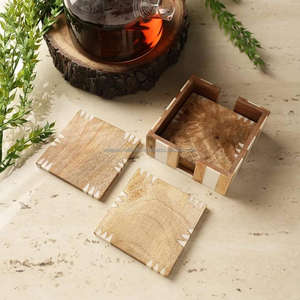 Juego de Posavasos de Madera Minimalista a Rayas, Hechos a Mano, de 5 mm de Grosor, Madera Natural, Elegantes y Clásicos para Decoración de Mesa - Product Image 2