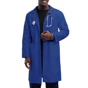 Blouse de laboratoire pour hommes en coton, polyester et élasthanne, usage hospitalier, couleur unie, couleur personnalisable, manches courtes, élégante - Product Image 1