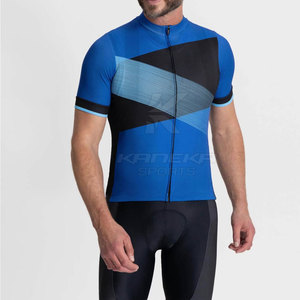 Maillot de cyclisme moderne pour homme avec fermeture éclair, en polyester respirant et écologique, design épuré pour les entraînements de fitness et les tenues de sport décontractées - Product Image 4