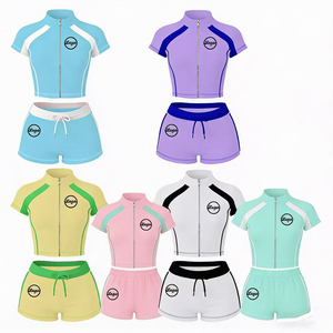 2026 Women's Summer Color-blocked Short-sleeve Shirt and Shorts <b>Set</b> Women's Clothing - Product Image 1