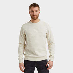 Sweat-shirt à col rond personnalisé en coton 100% imprimé numériquement pour l'hiver, couleur beige clair, en molleton doux, décontracté, pour hommes et femmes - Product Image 1