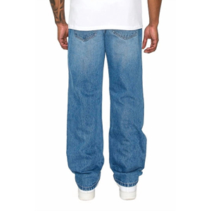 Vaqueros rectos vintage para hombre, de mezclilla desgastada con efecto lavado a la piedra, corte holgado informal, estilo streetwear, vaqueros descoloridos para hombre. - Product Image 3