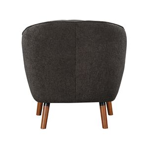Fauteuil d'appoint moderne du milieu du siècle, 1 pièce, tissu chenille couleur anthracite, dossier capitonné, pieds en bois brun massif - Product Image 6