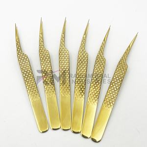 Pinzas de Plasma Doradas para Pestañas de Acero Inoxidable con Agarre de Diamante, Dientes Dentados, Logotipo Personalizado, Uso Profesional, Duraderas, Precisión, Antiestáticas - Product Image 3
