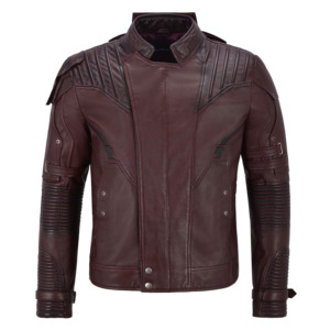 Custom 100% Genuine Cherry Leather Men’s <b>Jacket</b> Hardware Guardians Of Galaxy Star Wars Movie Inspired Leather <b>Jacket</b> YKK Zipper - Product Image 1