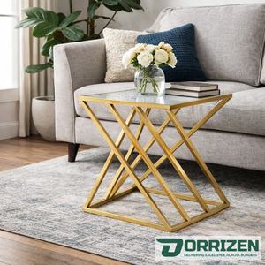 Table basse carrée de luxe avec structure en fer pour salon, chambre à coucher, table d'appoint, mobilier de maison moderne et minimaliste - Product Image 2