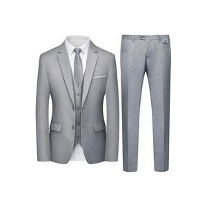 Costume d'affaires pour hommes à col mandarin avec pantalon en crochet délavé, tenue de cérémonie - Product Image 5