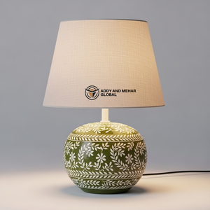 Premium Bone Inlay <b>Table</b> <b>Lantern</b> Hand-Carved Geometric Floral Nightstand Light Modern Handicraft Decorative Accent <b>Lamp</b> - Product Image 1