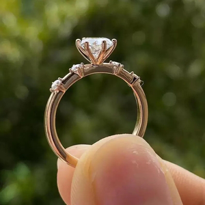 Pear Cut Moissanite Engagement Ring, Teardrop Diamond Ring with Accent Stones, Elegant Gold Minimalist Ring for Women - Product Image 3