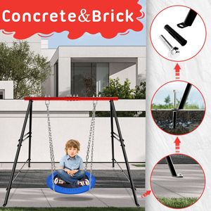 Indoor Outdoor Porch <b>Swing</b> Set with Hammock Chair Stand Backyard <b>Swing</b> <b>Frame</b> Only Max Load 550Lbs - Product Image 4