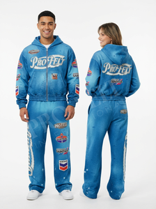 Ensemble de survêtement décontracté et confortable avec logo brodé personnalisé OEM/ODM, sweat à capuche zippé et pantalon de jogging, style streetwear - Product Image 5