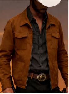 Veste en daim premium, Veste en cuir en gros, Vêtement d'extérieur pour homme, Manteau en daim doux, Veste chemise en daim pour homme, Couleur unie, Col rabattu - Product Image 5