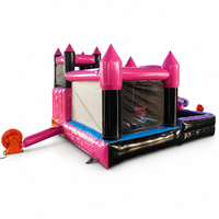 Château gonflable avec toboggan intégré en PVC, avec piscine à balles, installation facile pour garderies et zones résidentielles