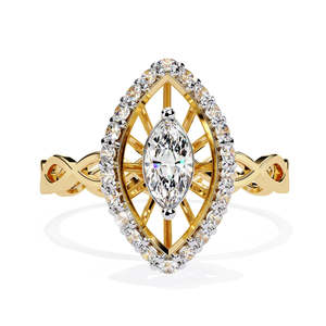 Bague de mariage classique pour femme en or jaune plaqué or rose 14k-22k, sertie d'un diamant naturel taille ovale couleur D - JEWELLERY PLANET - Product Image 1