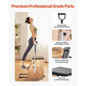 Silla de Pilates de Madera con Pedales Divididos para Estabilidad, Combo de Entrenamiento de Yoga y Fitness, Reformer con Marco de Madera de Caucho y Asas de Pilates - Product Image 5