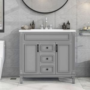 Mobile Bagno Moderno da 36 Pollici con Lavabo Singolo, 2 Ante e 2 Cassetti con Chiusura Ammortizzata - Product Image 3