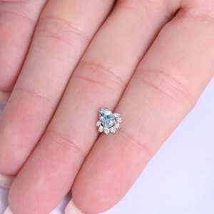 Pendientes de Aguamarina con Corte de Pera y Halo, Plata de Ley, Joyería de Piedra de Nacimiento, Regalo para Mujer - Product Image 4