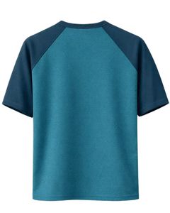 Camiseta de Manga Raglán Azul Marino para Hombre, Informal, Cuello Redondo, Transpirable, Mezcla de Algodón, Suave, Cómoda, Ligera, para Uso Diario - Product Image 2