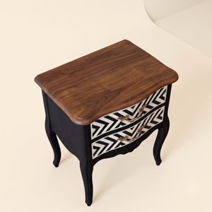 Handmade Black White Chevron Stripe Bone Inlay Wood <b>Bedside</b> <b>Table</b> <b>Industrial</b> Design Quality Branded Furniture for Bedroom - Product Image 3
