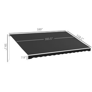 Toldo Retráctil Eléctrico Negro de 16 Pies x 10 Pies con Control Remoto y Manivela para Terrazas, Patios, Balcones y Jardines - Product Image 3