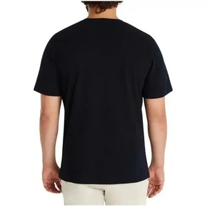 เสื้อยืดคอกลมแขนสั้นลายทางที่อกทรงโอเวอร์ไซส์สำหรับผู้ชาย พิมพ์โลโก้ได้ ผ้าฝ้ายคุณภาพสูง สีดำ สไตล์ลำลอง ขายส่ง - Product Image 2