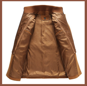 Men's Genuine <b>Leather</b> Trench Overcoat Waterproof <b>Belted</b> Polyester Wadding Solid Warm Winter Filled 50% Breathable High Quality - Product Image 2