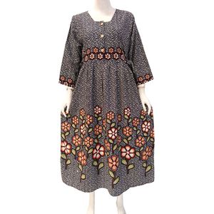 Women Casual Long <b>Dress</b> square collar comfortable to use daily made from breathable rayon fabric - Product Image 6