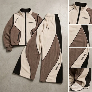 Conjunto Deportivo de Felpa para Mujer, Chaqueta con Cierre y Pantalones Anchos, Ropa Casual de Calle, Conjunto de Dos Piezas, Ropa Deportiva Premium ONEAPEX Fashion - Product Image 1